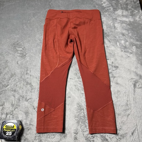 Lululemon Pace Rival High-Rise Crop 22, Printed Orange, Size 6 - Picture 1 of 9